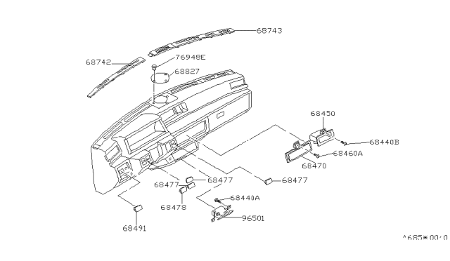 1982 Nissan Stanza ASHTRAY-Gray Diagram for 68800-D1200