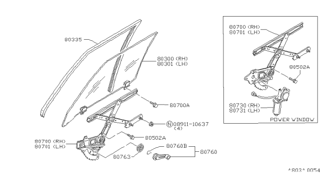 1983 Nissan Stanza Glass Run-Door Diagram for 80332-D0100