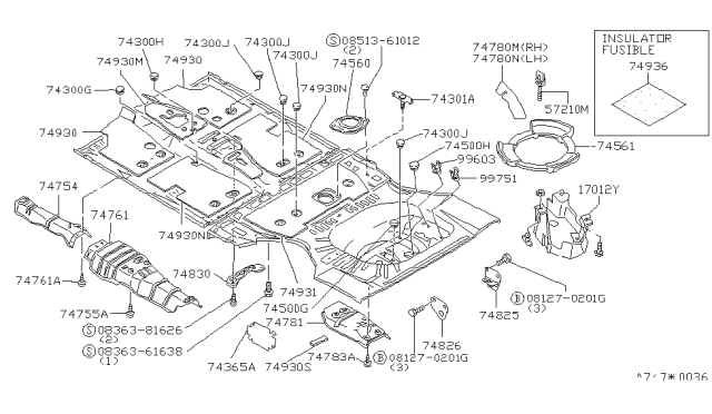 1982 Nissan Stanza Floor Fitting Diagram