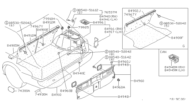1984 Nissan Stanza Clip Red Diagram for 84929-D0802