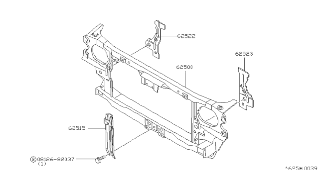 1985 Nissan Stanza Stay-Hood Lock Diagram for 62550-D0100