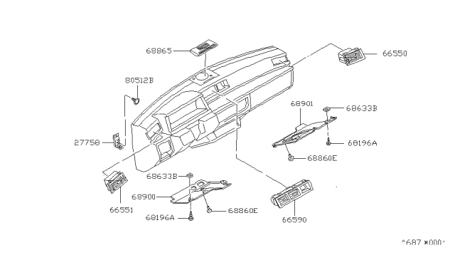 1984 Nissan Stanza VENTILATOR LH Diagram for 68765-D0100