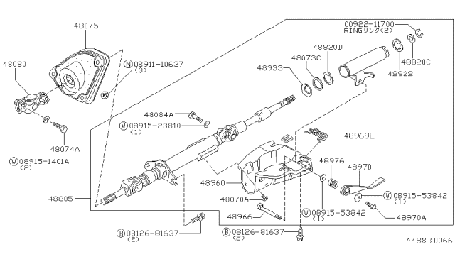 1985 Nissan Stanza Column Steering Diagram for 48810-D1202