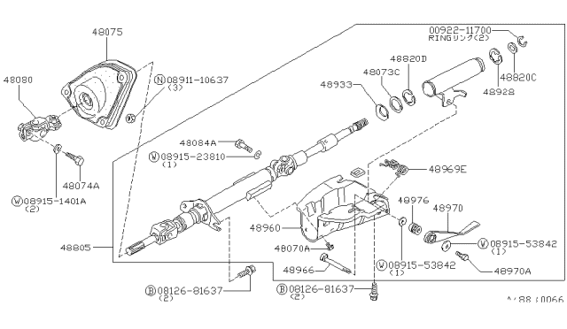 1983 Nissan Stanza Column-Steering Diagram for 48810-D1400