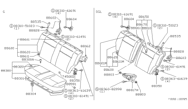 1982 Nissan Stanza Rear Seat Diagram 1