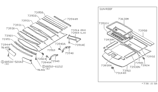 1983 Nissan Stanza Sedan Roof Trimming Diagram 1