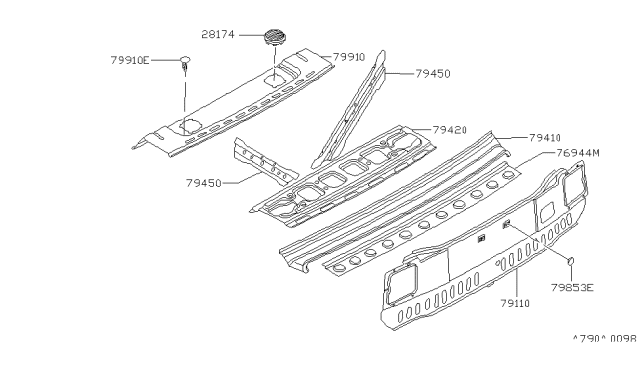 1985 Nissan Stanza Speaker Grille GRY Diagram for 79941-D0500