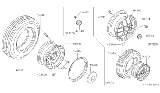 1983 Nissan Stanza Road Wheel & Tire Diagram