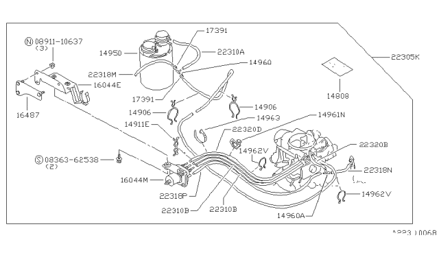 1982 Nissan Stanza COMPENSATOR ASY Diagram for 16044-D1700