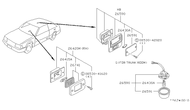 1982 Nissan Stanza Sedan Lamps (Others) Diagram