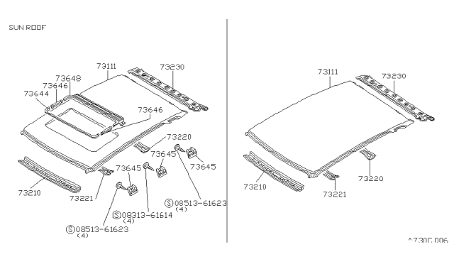 1983 Nissan Stanza Roof Panel & Fitting Diagram 2