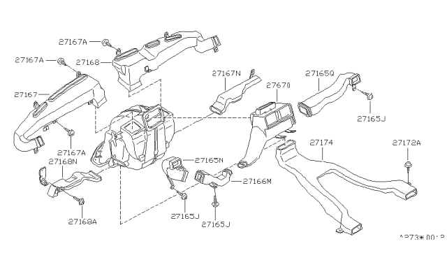 1982 Nissan Stanza Sedan Nozzle & Duct Diagram