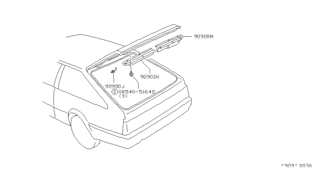 1984 Nissan Stanza FINISHER Back Door RH Rd Diagram for 90902-D1002