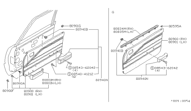 1983 Nissan Stanza Front Door Trimming Diagram 1