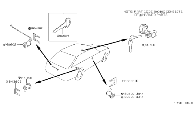 1983 Nissan Stanza Key Set & Blank Key Diagram 1