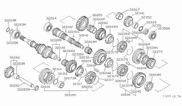 1985 Nissan Stanza Gear Input Shaft Diagram for 32200-61A00