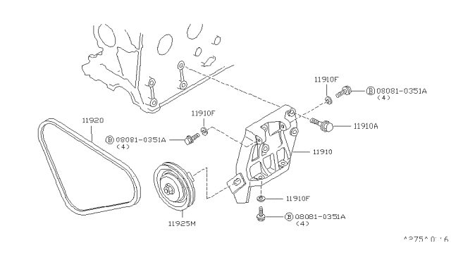 1982 Nissan Stanza Compressor Mounting & Fitting Diagram