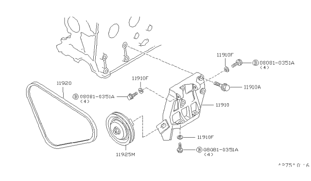 1982 Nissan Stanza Compressor Belt Diagram for 11920-D0120