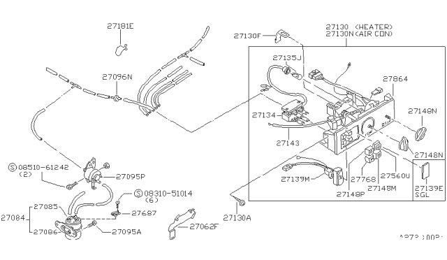 1984 Nissan Stanza Control-Heater Diagram for 27500-D1210