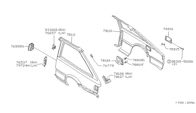 1986 Nissan Stanza Rear Fender & Fitting Diagram 1