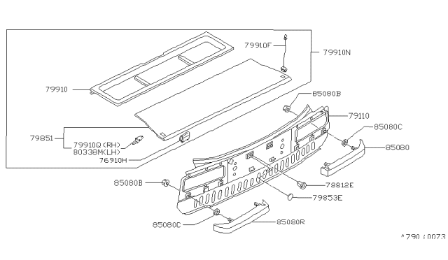 1982 Nissan Stanza Rear,Back Panel & Fitting Diagram 1