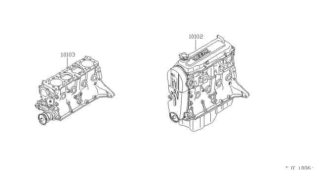 1984 Nissan Stanza Engine Bare Diagram for 10102-D1700