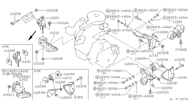 1985 Nissan Stanza Engine Mounting Bracket, Front Right Diagram for 11232-D0303