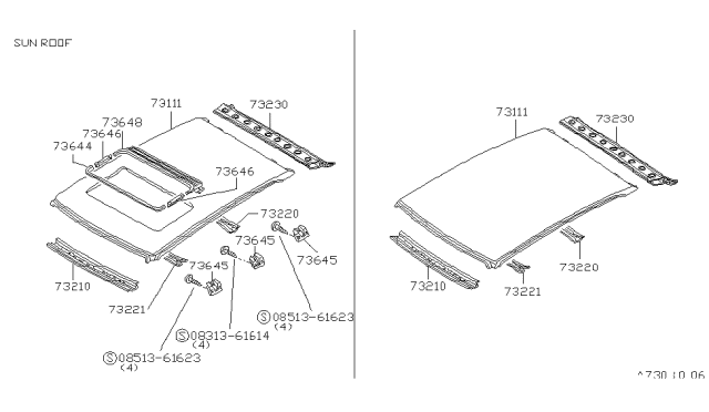 1985 Nissan Stanza Roof Panel & Fitting Diagram 1