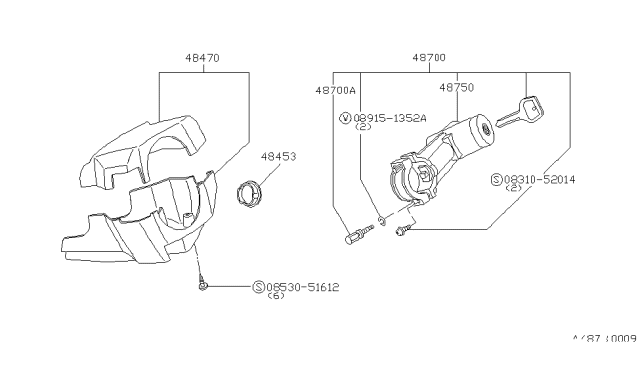 1986 Nissan Stanza Steering Column Shell Cover Diagram