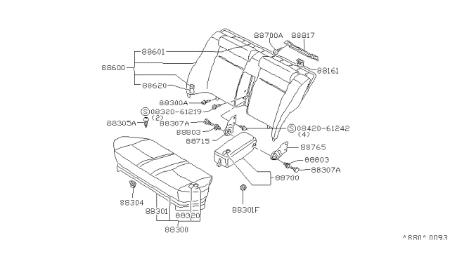 1985 Nissan Stanza Hook-Rear Seat Diagram for 88302-D0100