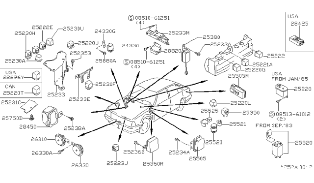 1985 Nissan Stanza Breaker Circuit Diagram for 24330-D0100