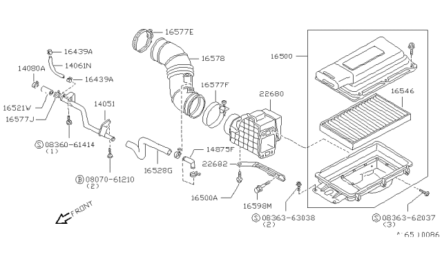 1984 Nissan Stanza Mass Air Flow Sensor Diagram for 22680-07F00