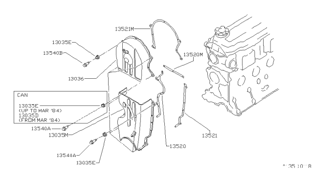 1986 Nissan Stanza Front Cover,Vacuum Pump & Fitting Diagram 2