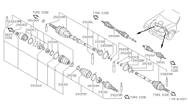 1987 Nissan Sentra Front Drive Shaft (FF) Diagram 3