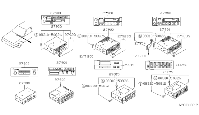 1990 Nissan Sentra AM/FM Et Radio Diagram for B8013-C9900