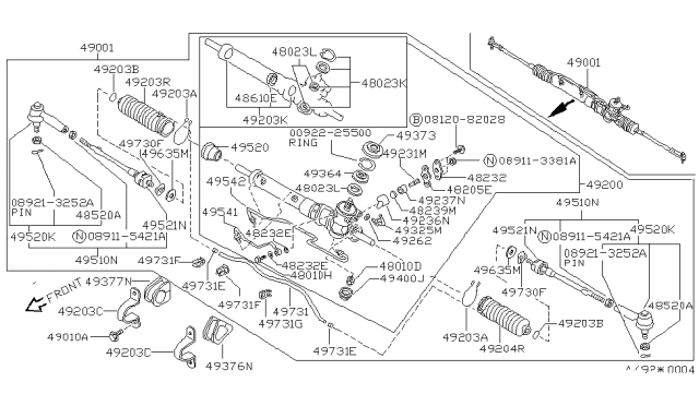 1990 Nissan Sentra Rod Assembly-Sides De Diagram for 48510-70A27