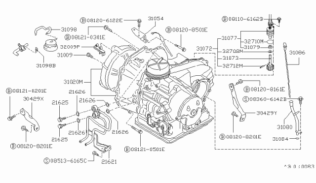 1987 Nissan Sentra Gauge Oil Level Diagram for 31086-D0101