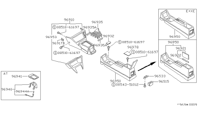 1987 Nissan Sentra Lid-Console Box Diagram for 96920-62A02
