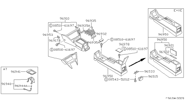 1987 Nissan Sentra FINISHER-Console Gray Diagram for 96941-51A02