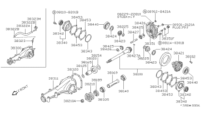 1990 Nissan Sentra Case-Differential Diagram for 38421-W1005