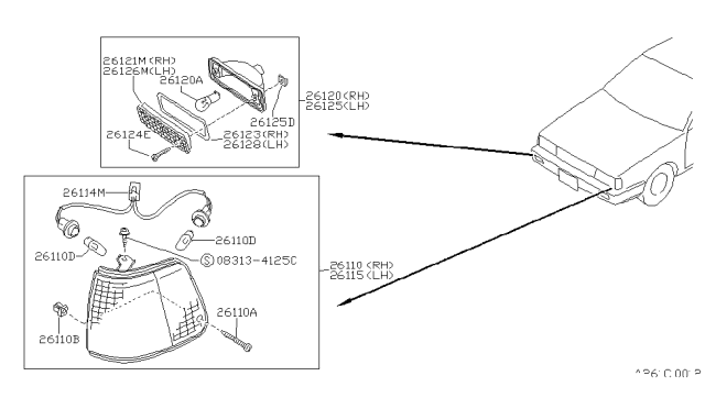 1989 Nissan Sentra Front Combination Lamp Diagram 3