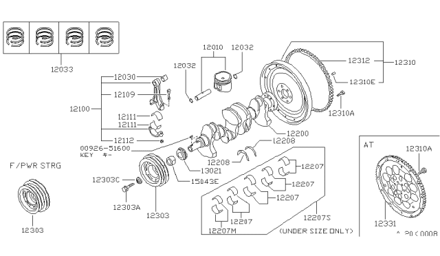 1990 Nissan Sentra Piston,Crankshaft & Flywheel Diagram 2