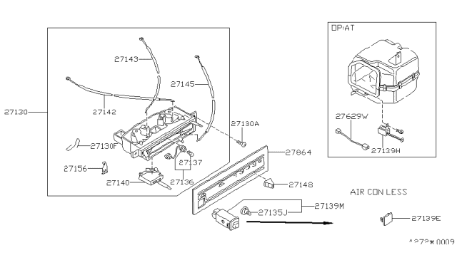 1989 Nissan Sentra Switch Air Conditioner Diagram for 27670-D4002
