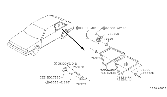 1988 Nissan Sentra Side Window Diagram 3