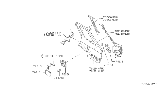 1987 Nissan Sentra Rear Fender & Fitting Diagram 4