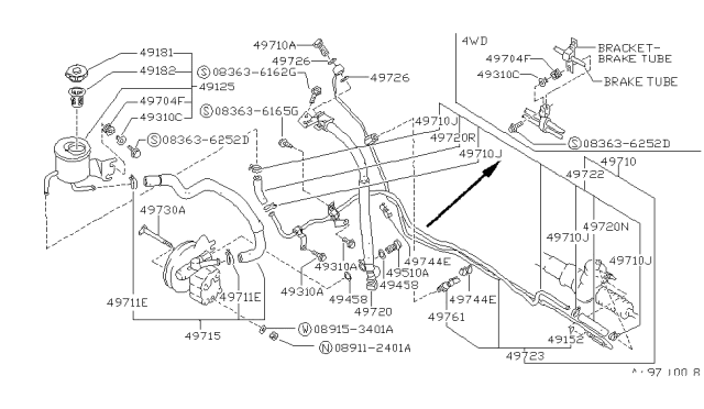 1988 Nissan Sentra Hose Assy-Power Steering Diagram for 49721-85A01