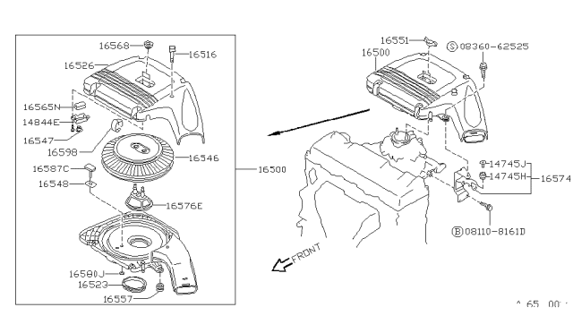 1989 Nissan Sentra Case-Air Induce Valve Diagram for 16563-77A10