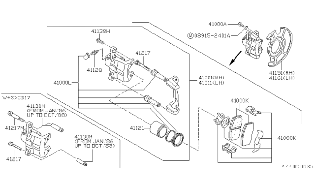 1988 Nissan Sentra Hardware Kit-Front Disc Brake Pad Diagram for 41080-05A28