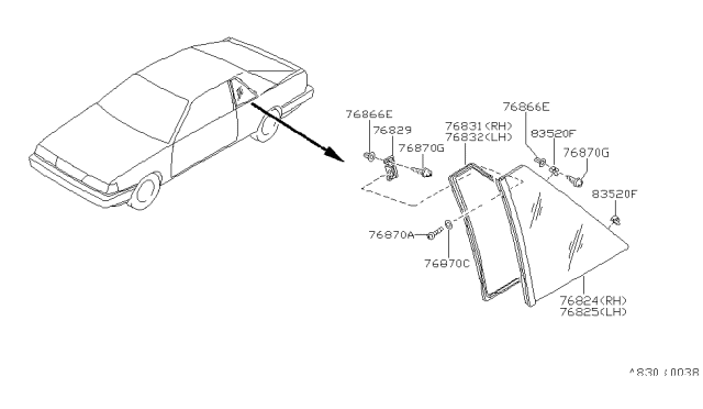 1990 Nissan Sentra Side Window Diagram 2