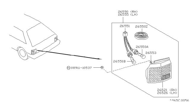 1989 Nissan Sentra Rear Combination Lamp Diagram 6